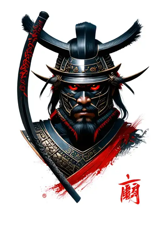 Samurai Warrior With Red Eyes