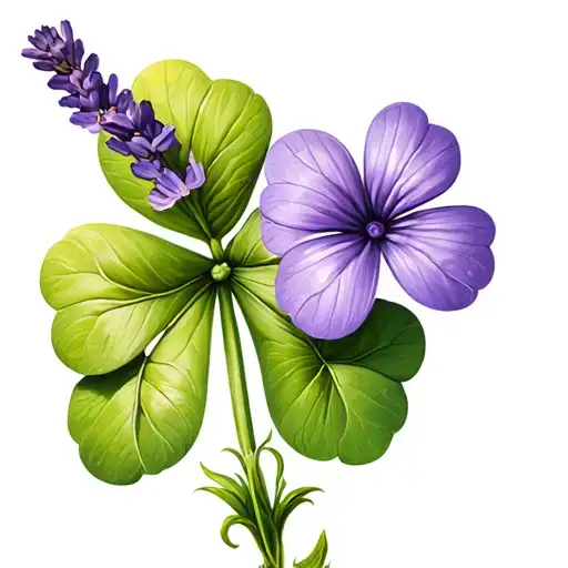 4 Leaf Clover With Lavender Flower