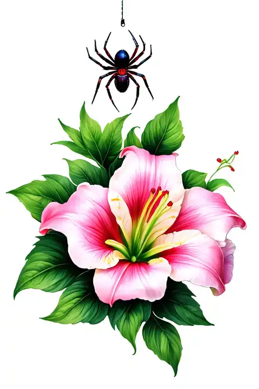 Lilly Flower And Spider Hanging