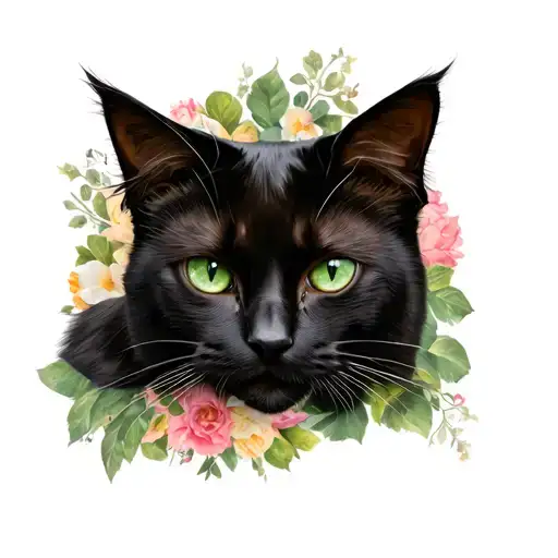 Black Cat With Green Eyes