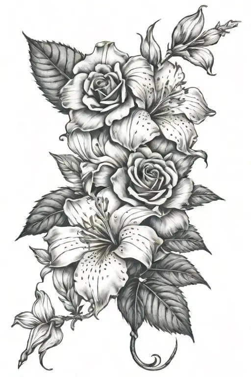 Rose And Lilly And Hibiscus Flower