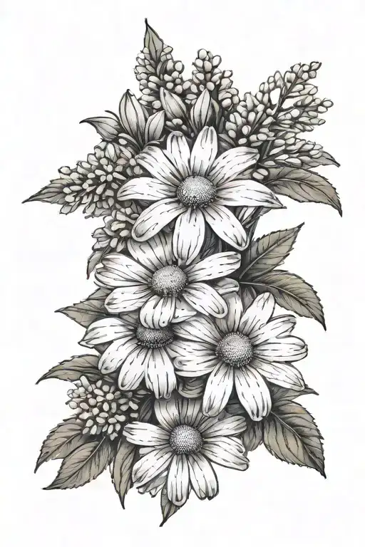 Daisy And Lilac Flower