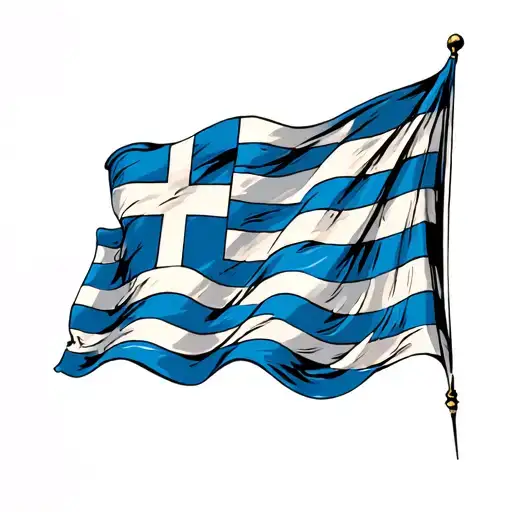 Greek Flag Waving