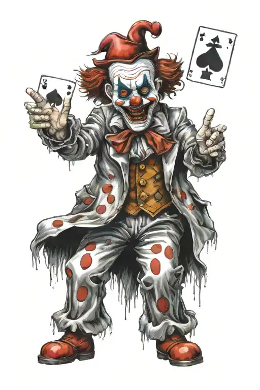 Scary Undead Clown Blackjack Hand