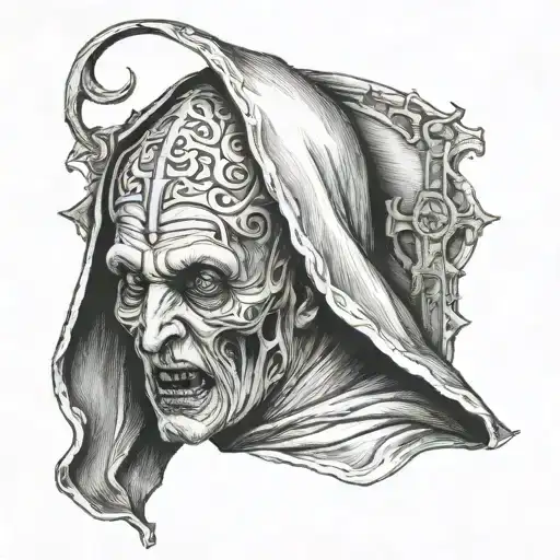 The Nun Face Half Angel Half Demon