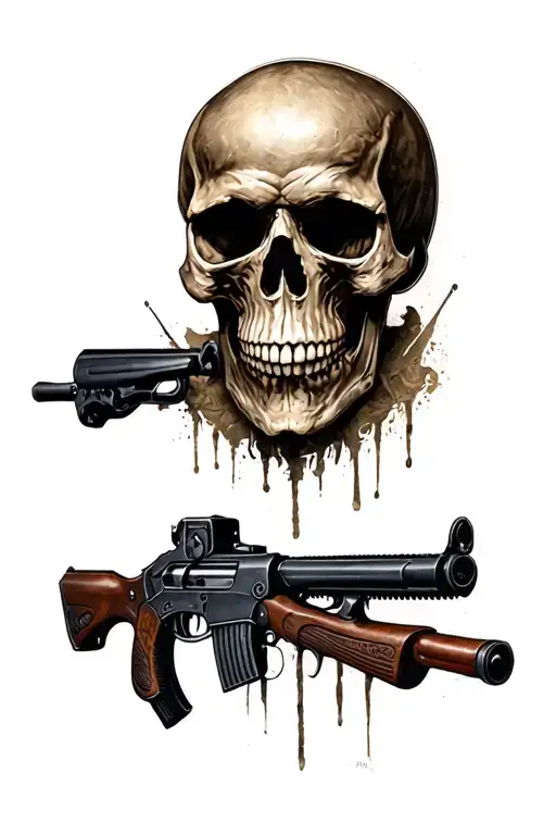 Agreesive Skull With Ak47