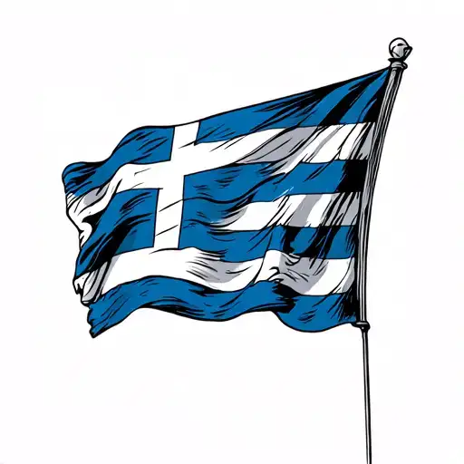 Greek Flag Flying