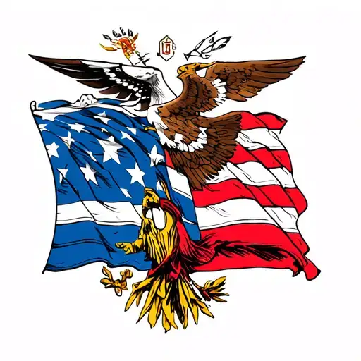 Greek Flag And American Flying Together