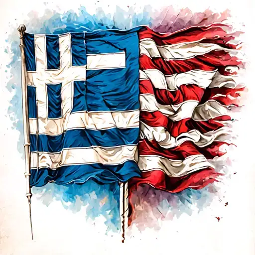 Greek Flag With An American Flag Together Representing The Client's Love