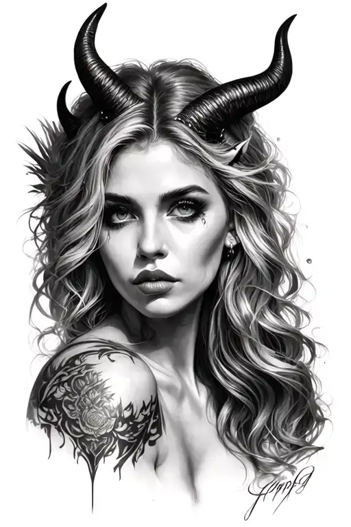 Woman As A Devil Horns