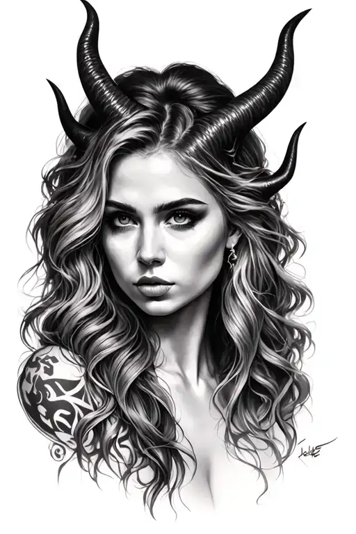 Woman As A Devil Horns