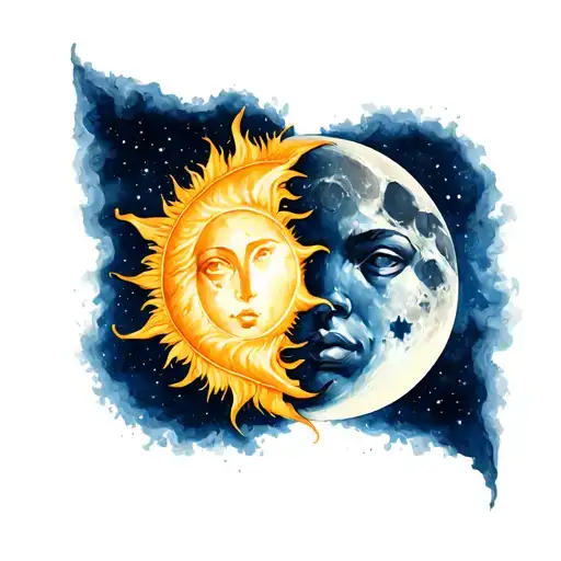 Sun And Moon Merging Together