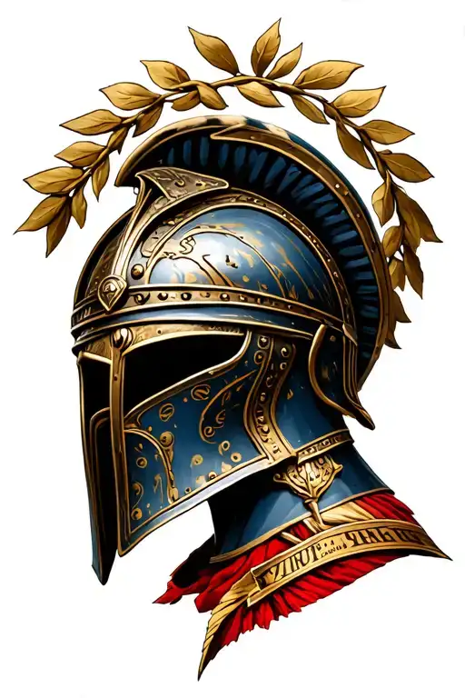 Gladiator Helmet With A Laurel Wreath And Virtus Et Honos