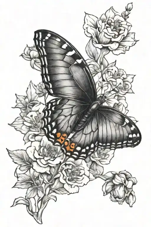 Butterfly On The Flower Of August Birth Flower