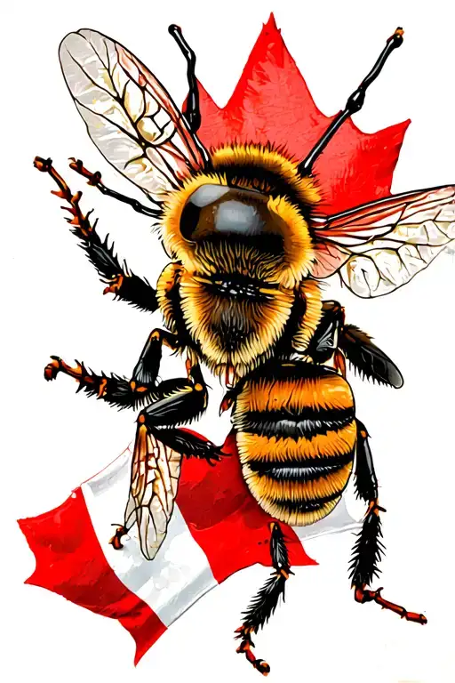 Honeybee And Canada Flag