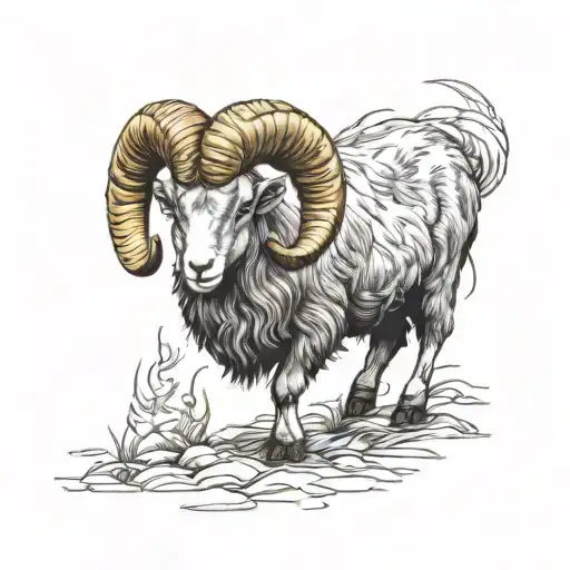 Golden Horn Ram Standing