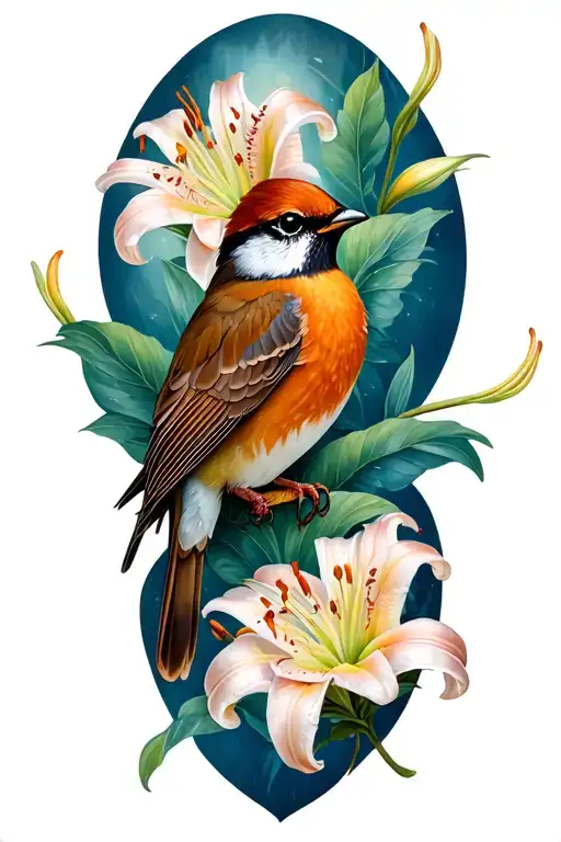 Lily And Sparrow Intertwined