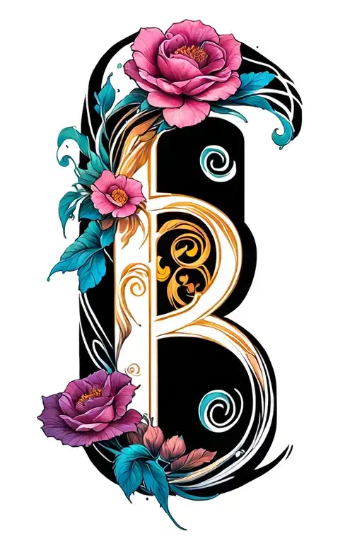 The Letter B With A Swirly Loving Design Inspired Scene