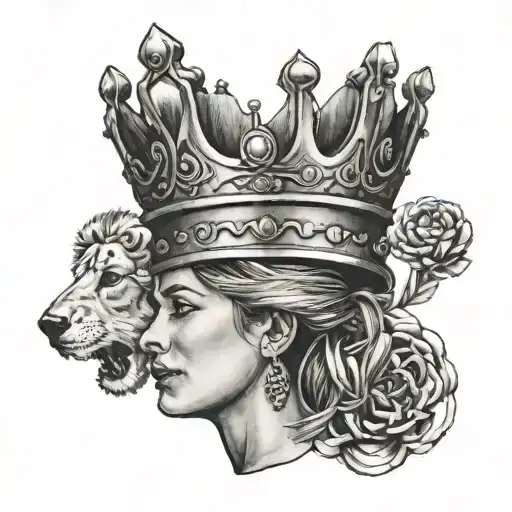 Safety Pin With A Queen Crown And Kids Riding