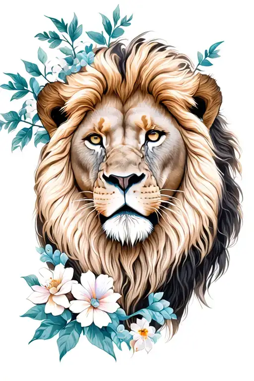 Lion With A Flowers As Its Mane