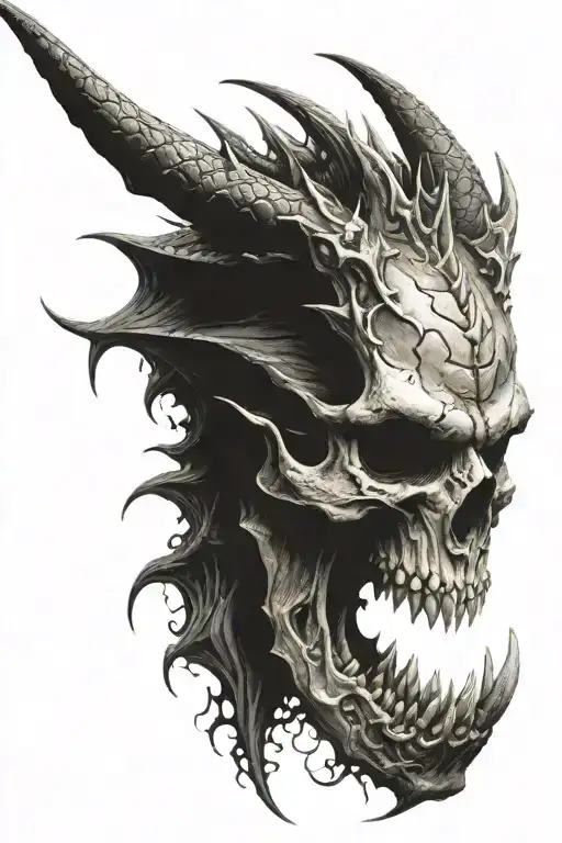 Dragon Head And Skull