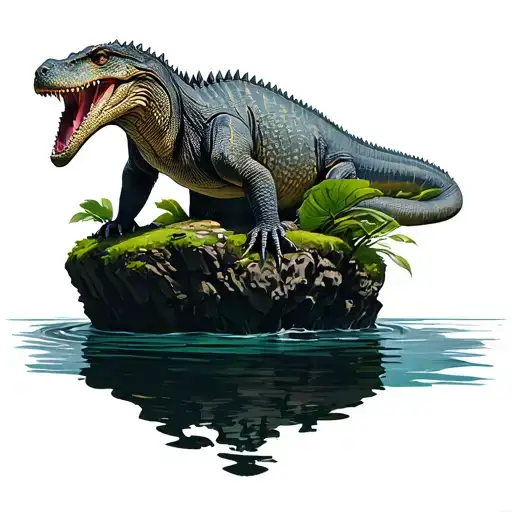 Komodo Dragon On A Floating Island