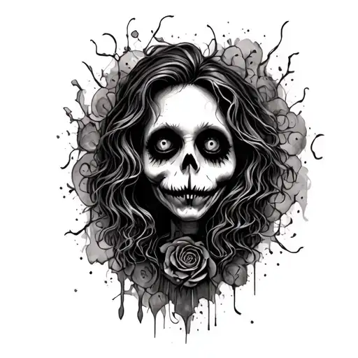Tattoo Tim Burton Style That Includes A Cemetery