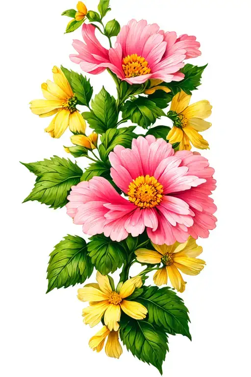 Pink And Yellow Dsisy Vine