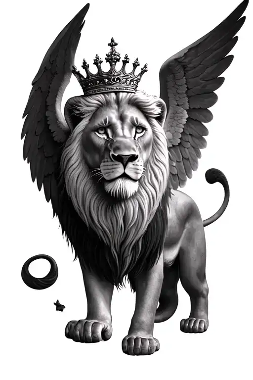 Angels And Lion With Crown