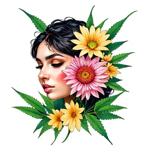 La Cannabi's Woman Holds Flower Bust