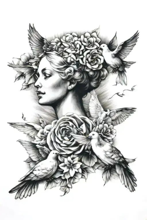 Aphrodite Seashell And Doves
