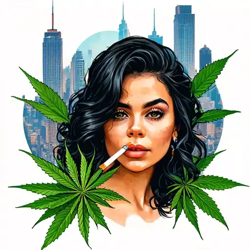 La Skyline Cannabis Women One With Cigarettes In