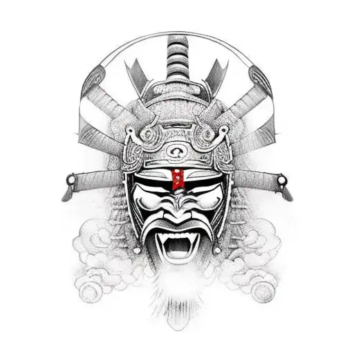 Samurai Warrior With Mask And Sword