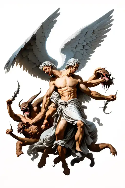 St Michael The Archangel Fighting Demons
