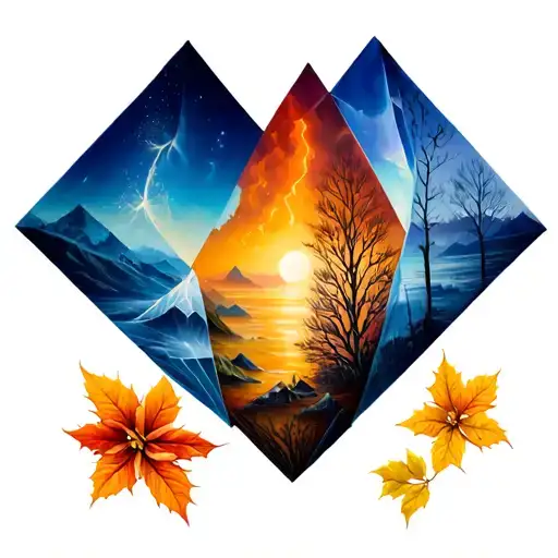 4 Seasons Represented In Diamond Shape Inside