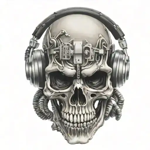Cyber Skull Wearing Headphones