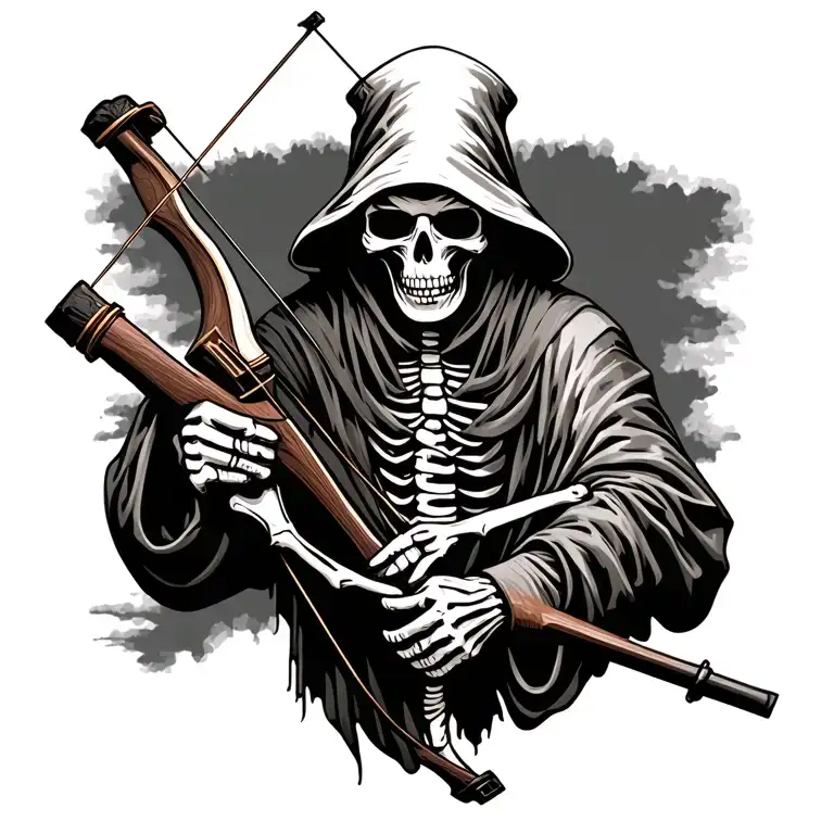 Grim Reaper Skeleton Holding A Hunting Bow Hunting Scene