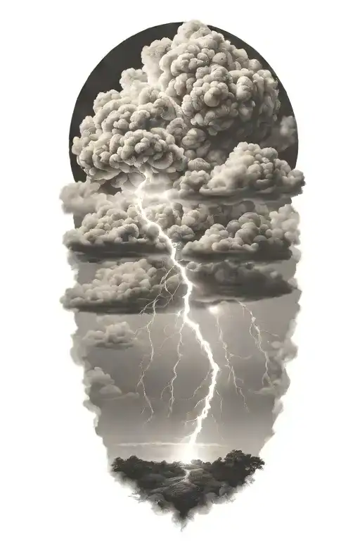 Realistic Lightning Storm Clouds Black And White