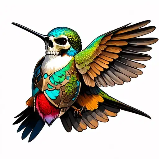 Hummingbird Wearing Armor With A Skull
