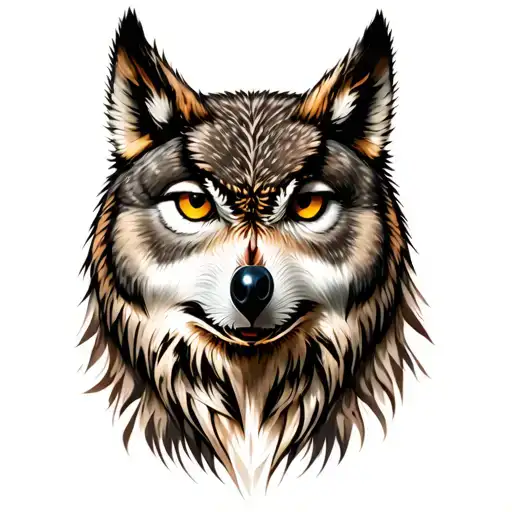 Wolf And Owl Face