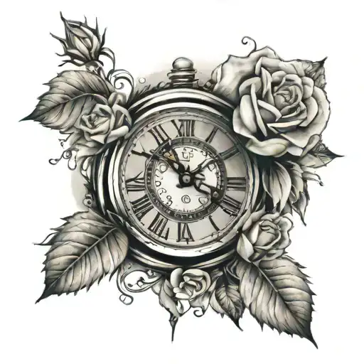 Clock Surrounded Mountainsand Roses