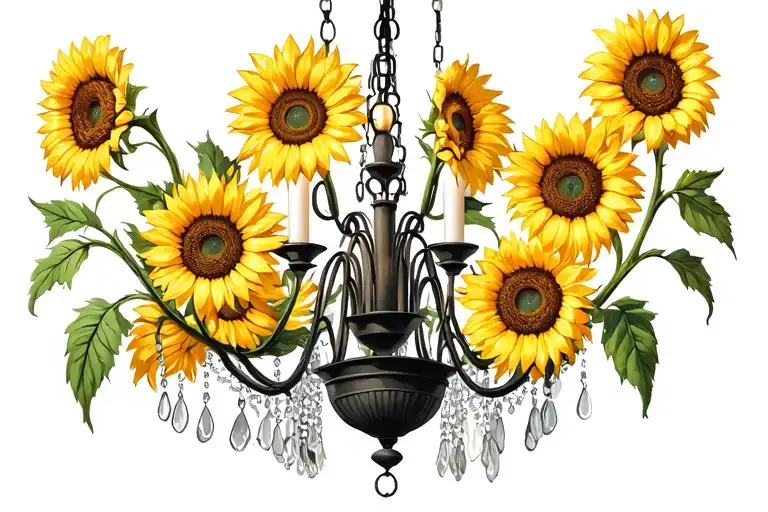 Chandelier With Sunflowers Long Greens Stems