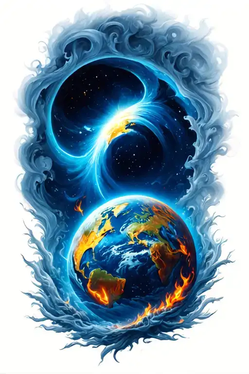 Blue Planet With Fire