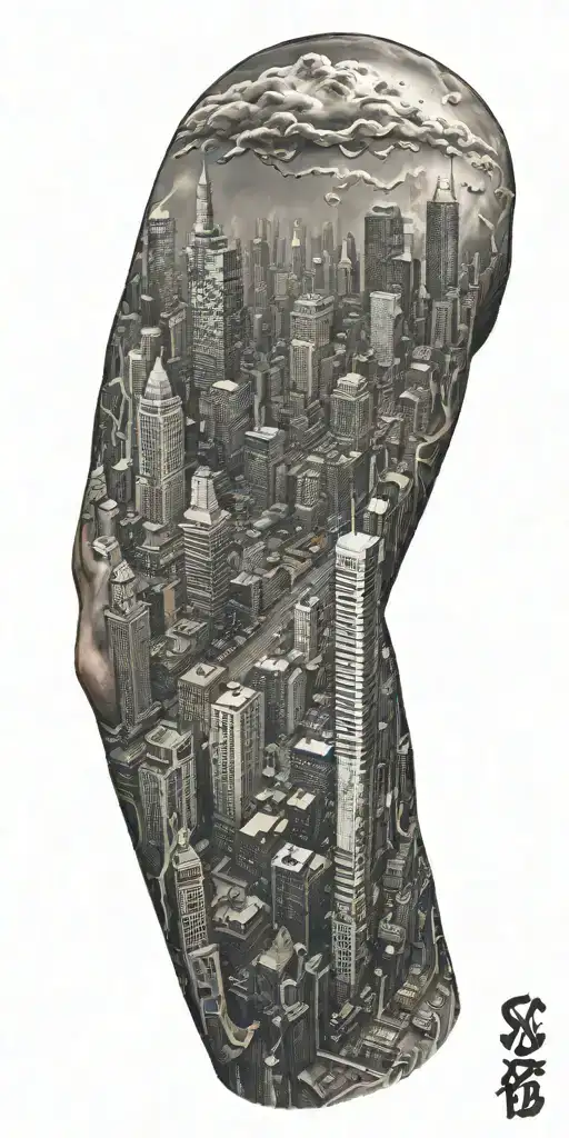 Rainy Cityscape With Soace Battle Above And Howlers Logo Included