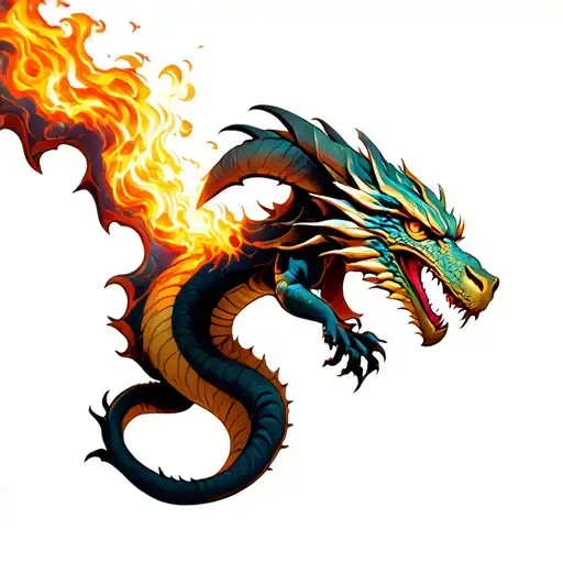 Aries The Dragon Breathing Fire