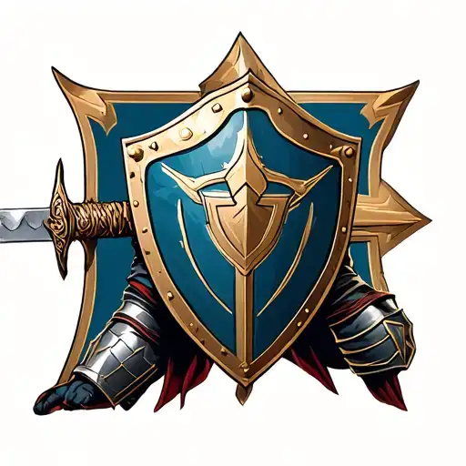 Crusader Holding Shield With Sword