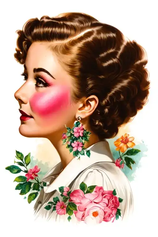 Side Profile Female Face 1950S Style Less Rosy Cheeks