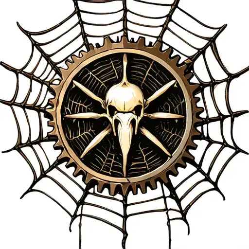 Spider Webs Libra Symbol Gearwheel Teeth