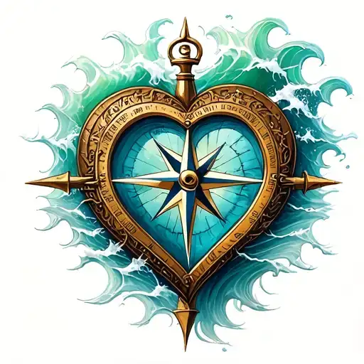 Heart Shaped Compass In Rough Seas