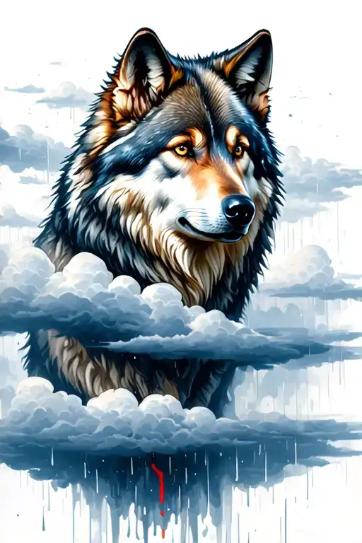 Wolf And Rain Strom Clouds